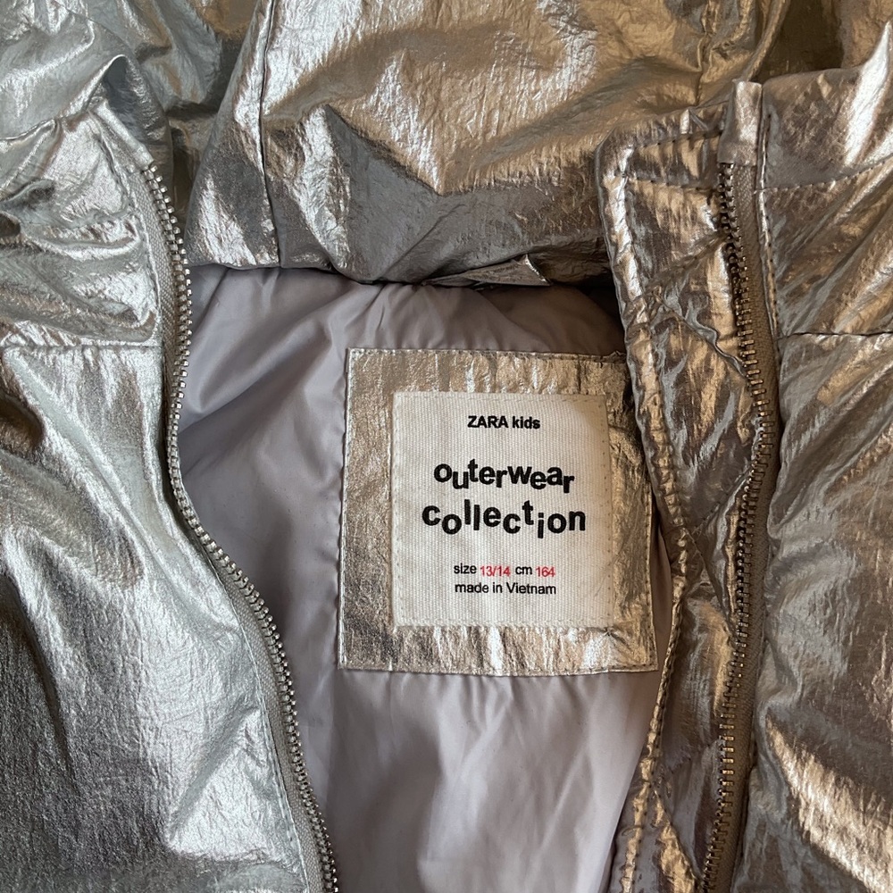 Zara Kids Metallic Silver Puffer